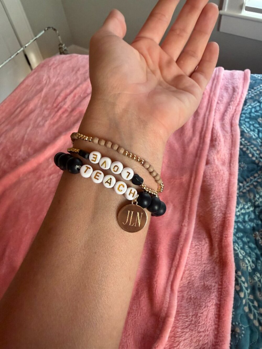 Marleylilly stacked teacher monogram bracelet